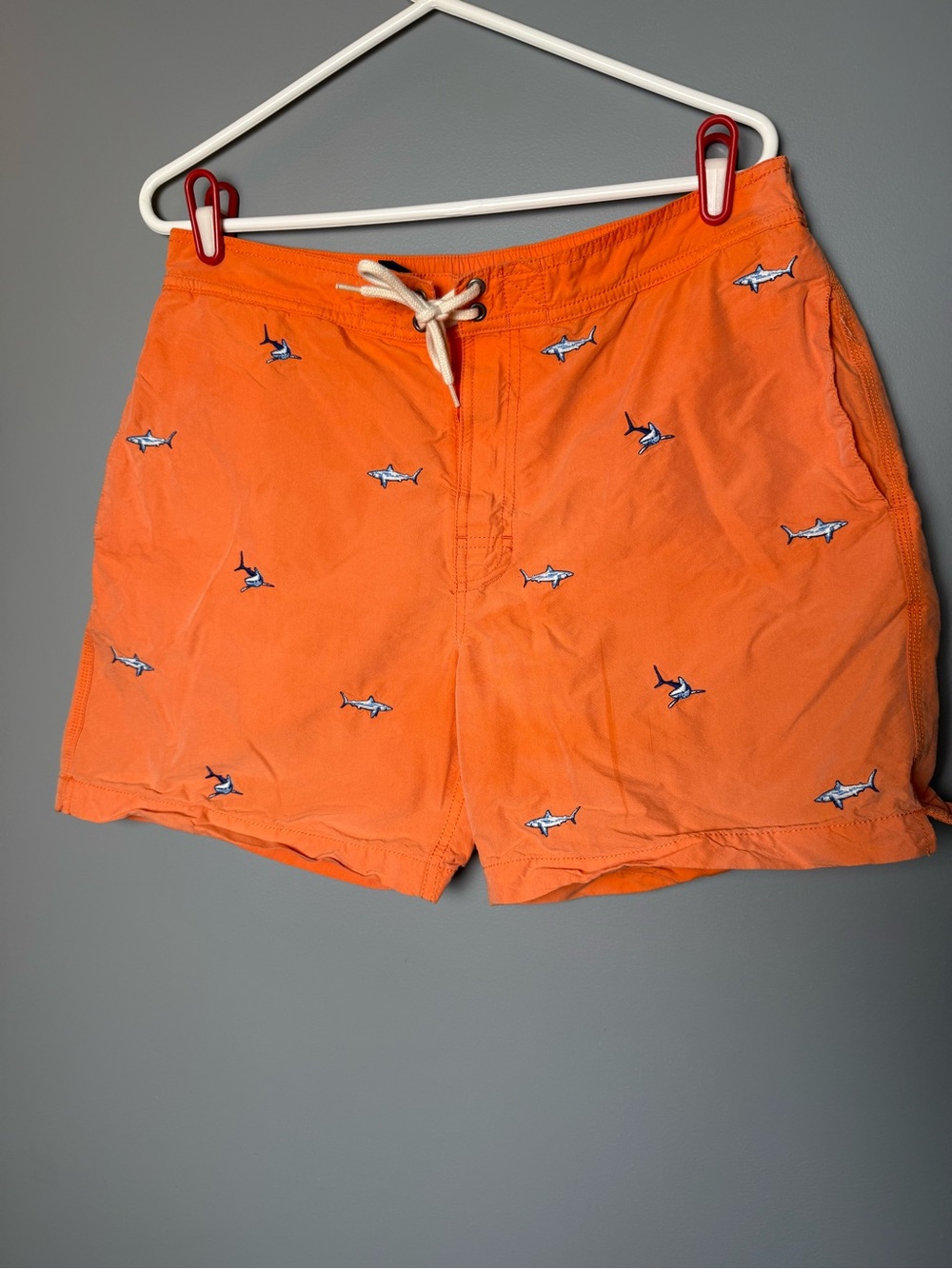 Polo by Ralph Lauren Vintage Embroidered Shark Men's Swim Trunks Sz M *Flaw*
